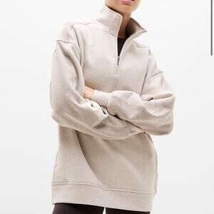 Athleta Wildwood Heather Forever Fleece 1/4 Zip Sweatshirt Sz L